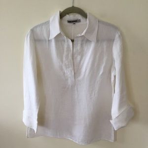 John Patrick organic white cotton blouse. M